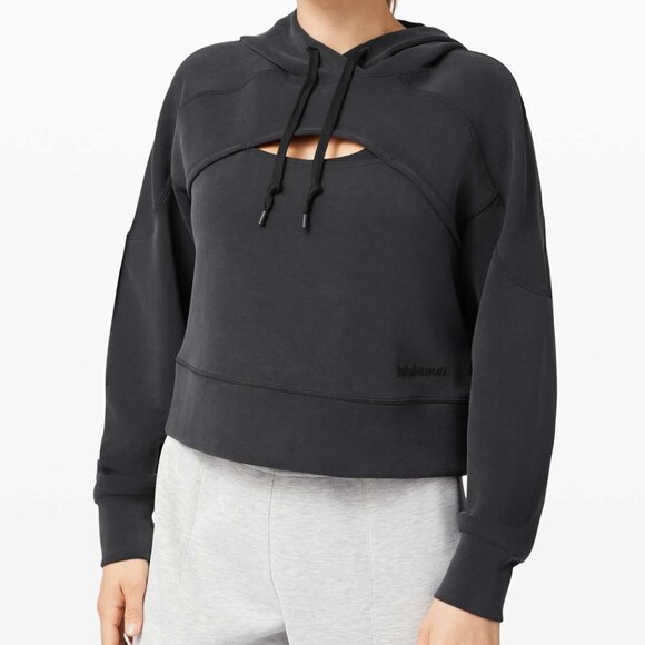 Lululemon Get Centred Crop Hoodie - 4 - Black (First Release) - Picture 1 of 7